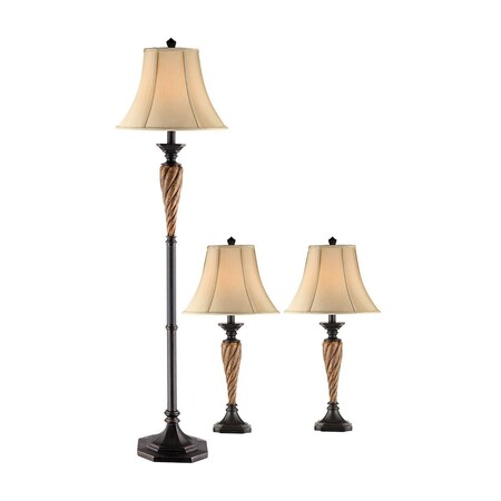 Stein World Stein World 97940 Lorenzo 2-Table Lamps & 1-Floor Lamp Set 97940